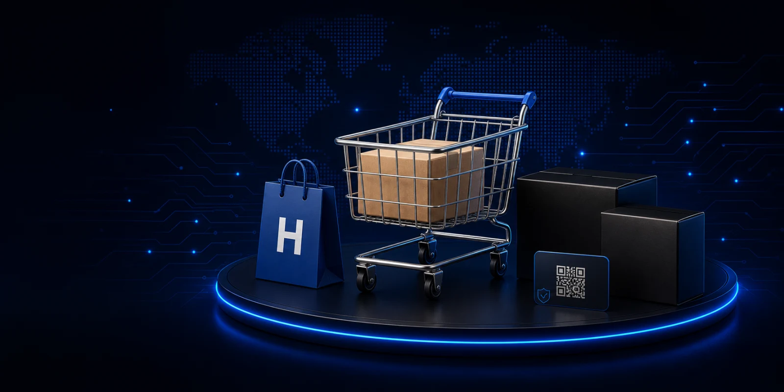 Panier de vente en ligne, colis et paiement sécurisé